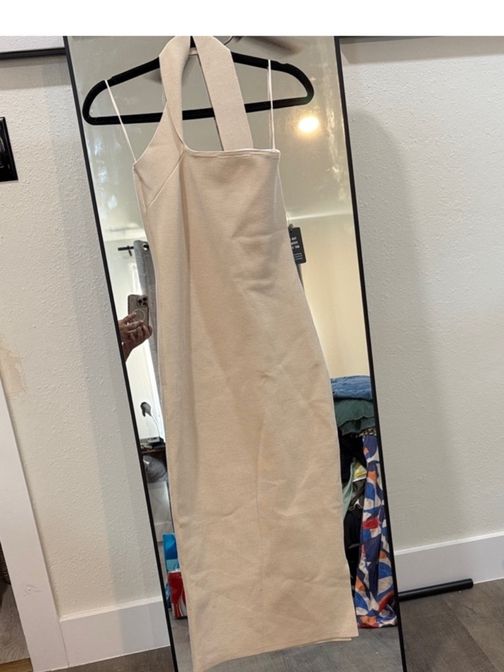 Express Cream One-Shoulder Midi Dress